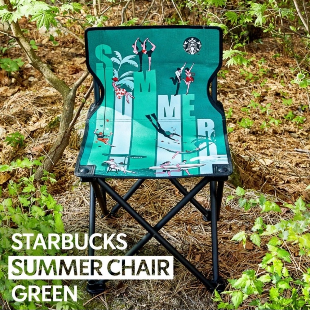 Starbucks Exclusive Camping Summer Foldable Chair Collectible Korea Green